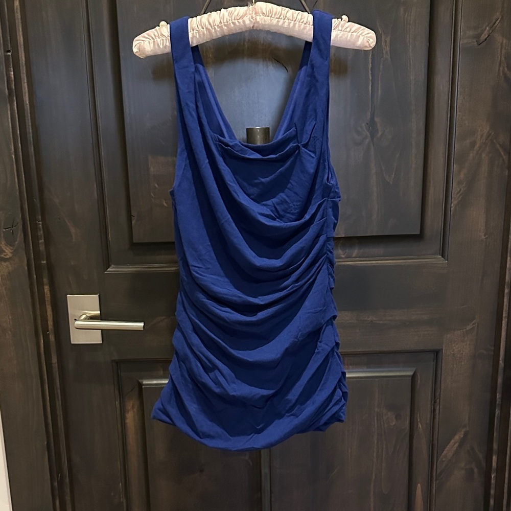 Express Cobalt Blue Gathered Tank Top